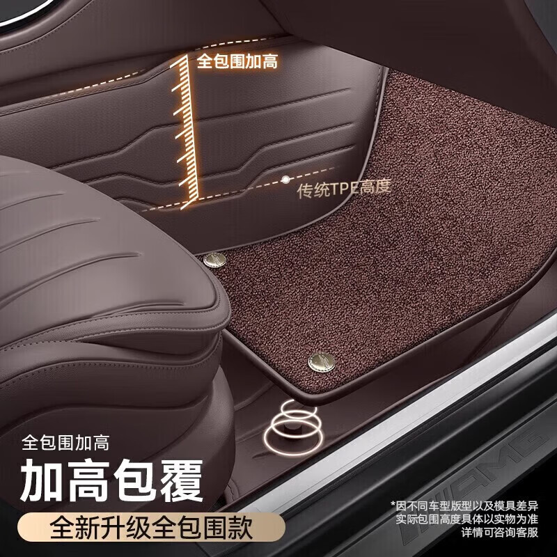 锐胜M7新能源专用全包围游艇皮汽车脚垫 游艇皮全包围【双层咖色-仿羊绒】 【锐胜王牌M7新能源】
