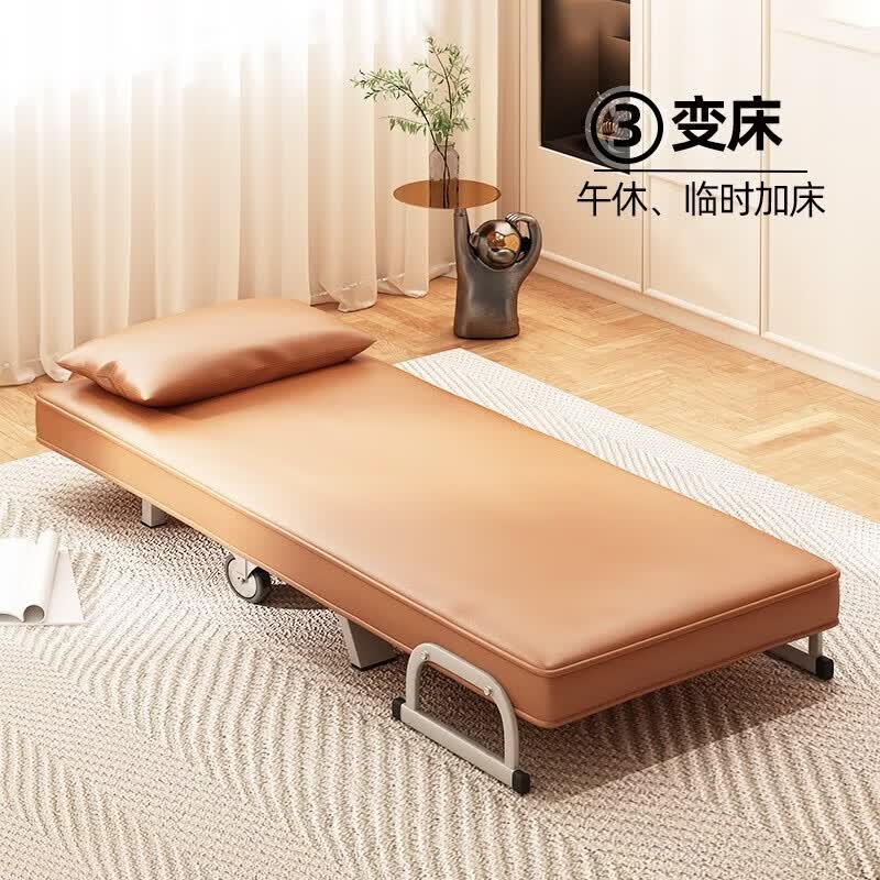 欧莱特曼折叠沙发床两用沙发坐睡两用单人折叠床办公室午休床客厅小沙发椅 促销清仓款两轮-湖蓝色 单人款