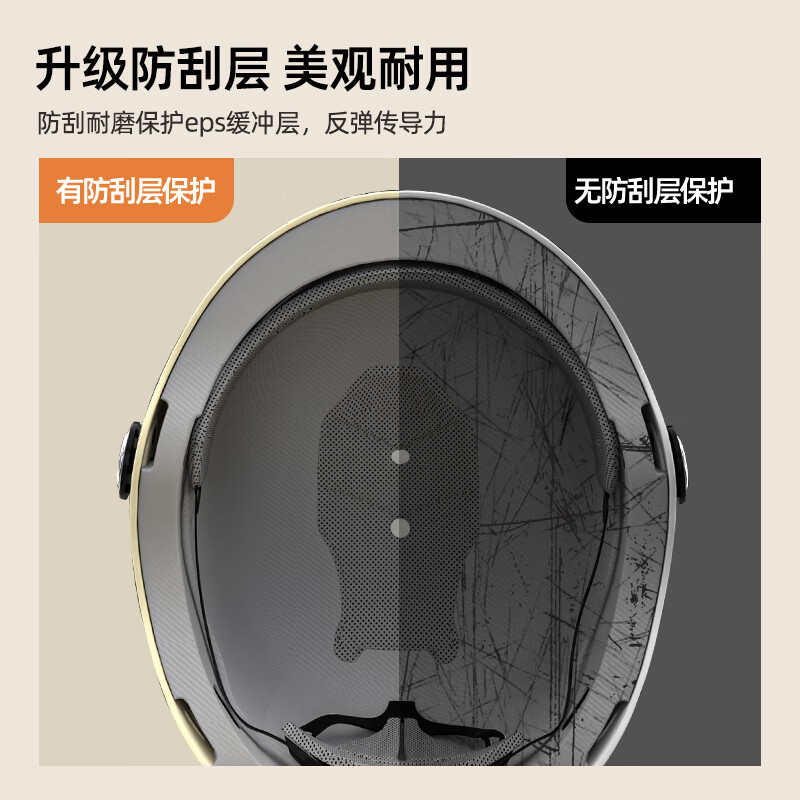 天骑电动车头盔3c认证新国标A类半盔夏天款透气电瓶车摩托车安全盔男女士四季通用 TQ209米白短茶