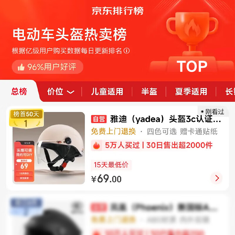 雅迪头盔3c认证新国标A类摩登光芒Q50电动车摩托车自行车助力车四季男女通用轻便式