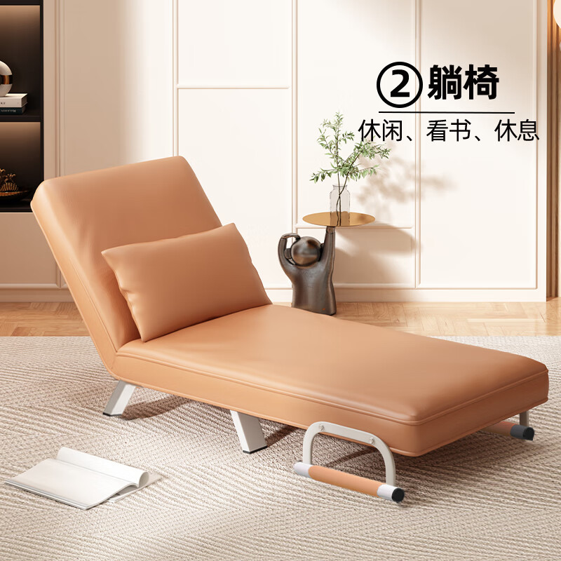欧莱特曼折叠沙发床两用沙发坐睡两用单人折叠床办公室午休床客厅小沙发椅 【梯形腿】-科技布深灰色 1米宽