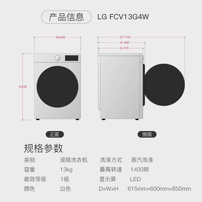 滚筒洗衣机预留尺寸图片