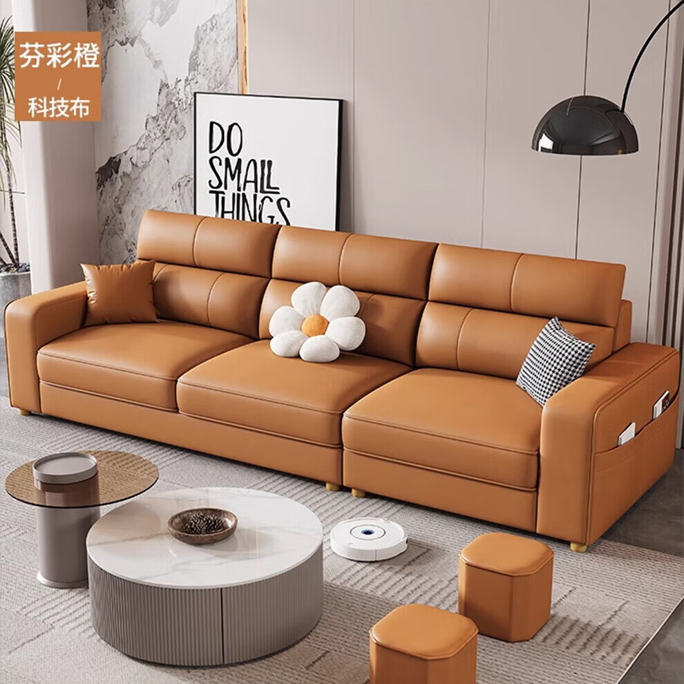 三人位汉瑾简约科技布艺沙发是一款精心设计的现代家具,采用优质