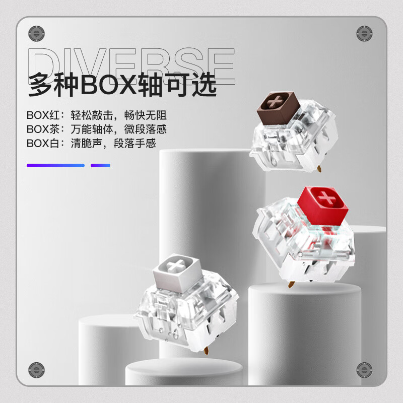 点评:黑峡谷gk715采用了与cherry青轴相似的凯华box白轴,按键寿命高达